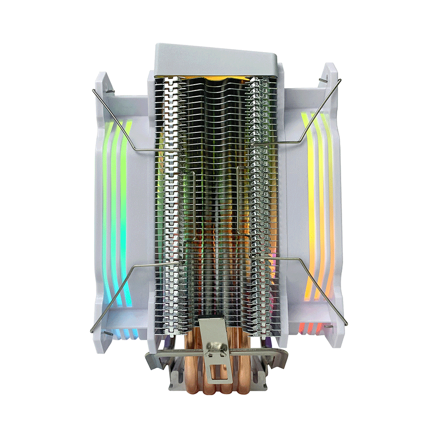 CPU hladnjak RAMPAGE OCTAGON C60 White 57CFM 1800RPM 2x12cm ARGB AM5/LGA1700 Compatible Air Cooled CPU Fan - slika 3