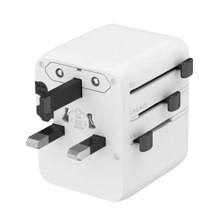 Univerzalni strujni adapter za sve zemlje + USB + Type-C punjač GEMBIRD, 20 W, white, TPA-1A2C20-01-W - slika 2