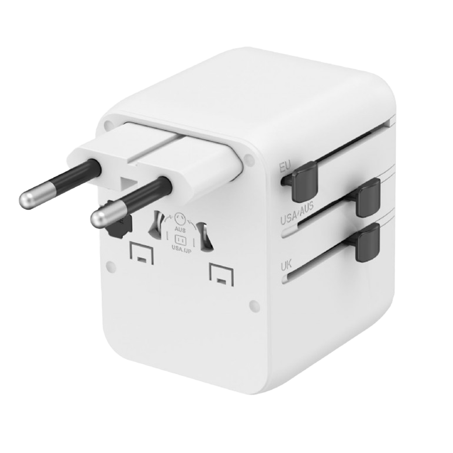 Univerzalni strujni adapter za sve zemlje + USB + Type-C punjač GEMBIRD, 20 W, white, TPA-1A2C20-01-W - slika 3