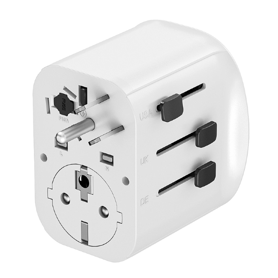 Univerzalni strujni adapter za sve zemlje + USB + Type-C punjač GEMBIRD, 20 W, white, TPA-EU2A1C15-01-W - slika 3